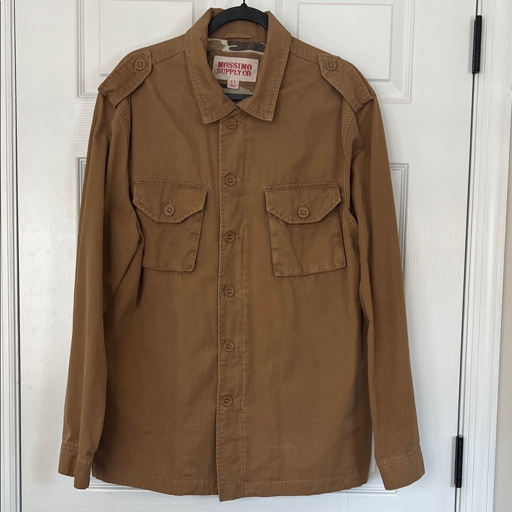 Mossimo Supply Co. Men's Lightweight Tan Military Jacket (zip & button)